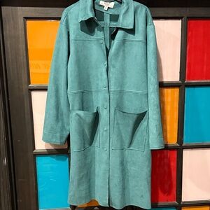 Easel Teal Trench Coat
